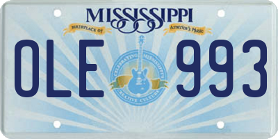 MS license plate OLE993
