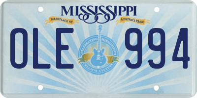 MS license plate OLE994