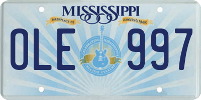 MS license plate OLE997