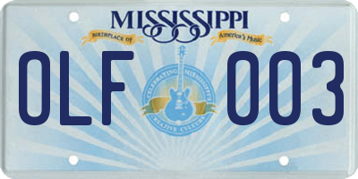 MS license plate OLF003