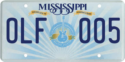 MS license plate OLF005