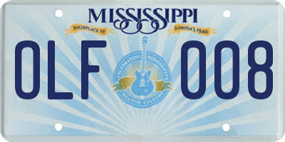 MS license plate OLF008