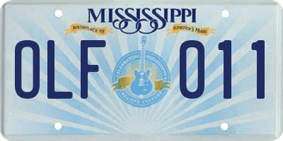 MS license plate OLF011