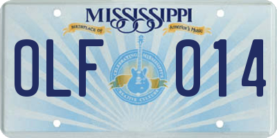 MS license plate OLF014