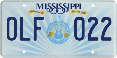 MS license plate OLF022