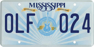 MS license plate OLF024