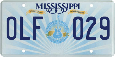 MS license plate OLF029