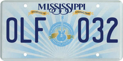 MS license plate OLF032