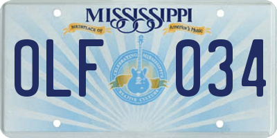 MS license plate OLF034