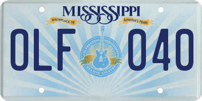 MS license plate OLF040