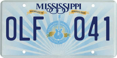 MS license plate OLF041