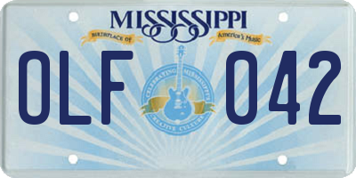 MS license plate OLF042