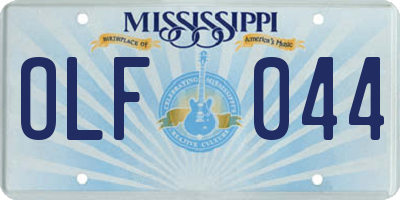MS license plate OLF044
