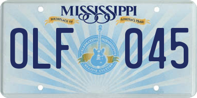 MS license plate OLF045