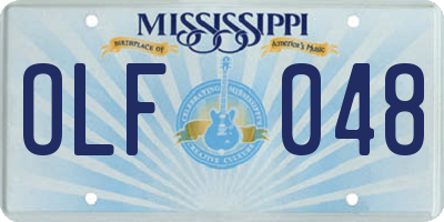 MS license plate OLF048
