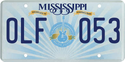 MS license plate OLF053