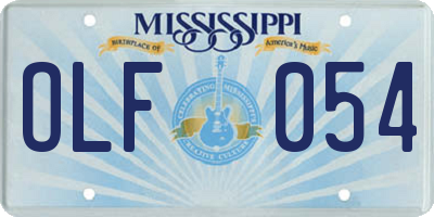 MS license plate OLF054