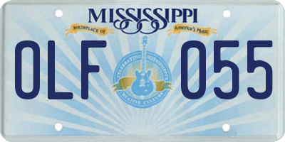 MS license plate OLF055