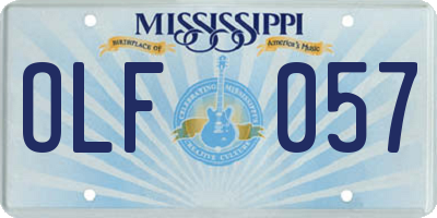 MS license plate OLF057