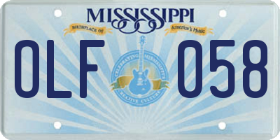 MS license plate OLF058