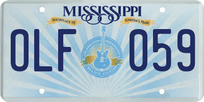 MS license plate OLF059