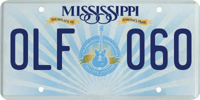 MS license plate OLF060