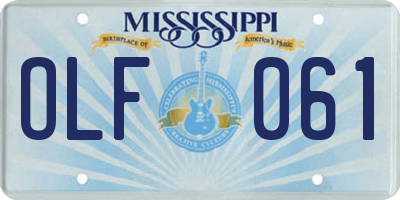 MS license plate OLF061