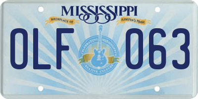 MS license plate OLF063