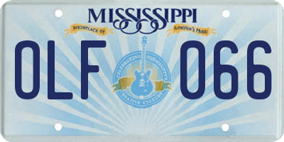 MS license plate OLF066