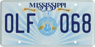 MS license plate OLF068