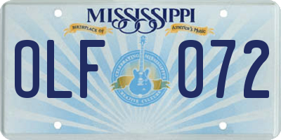 MS license plate OLF072