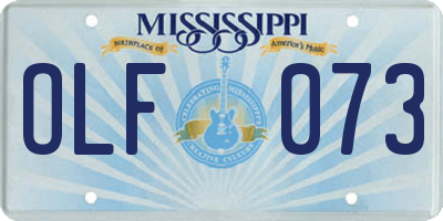MS license plate OLF073