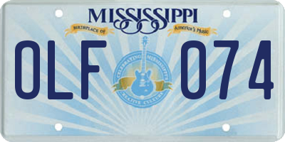 MS license plate OLF074