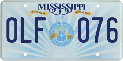 MS license plate OLF076