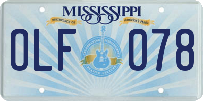 MS license plate OLF078