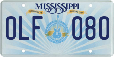 MS license plate OLF080