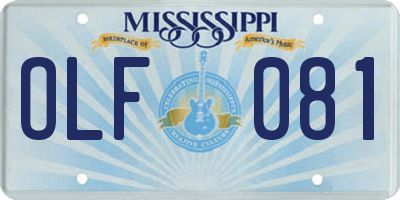 MS license plate OLF081