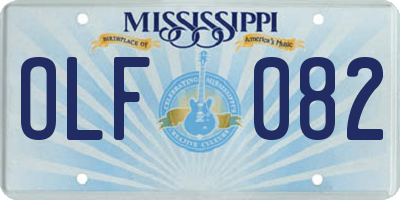 MS license plate OLF082
