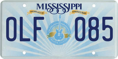 MS license plate OLF085