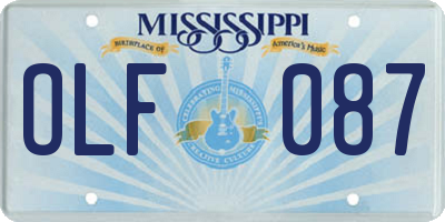 MS license plate OLF087