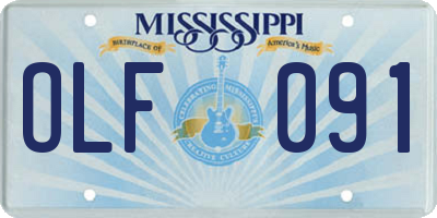MS license plate OLF091