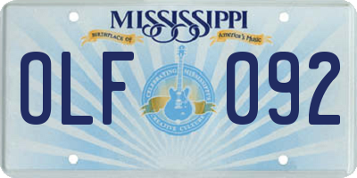 MS license plate OLF092
