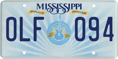 MS license plate OLF094