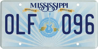 MS license plate OLF096