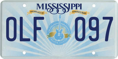 MS license plate OLF097