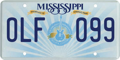 MS license plate OLF099