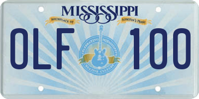 MS license plate OLF100