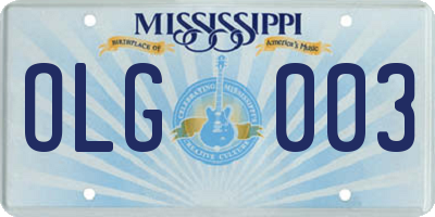 MS license plate OLG003