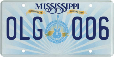 MS license plate OLG006