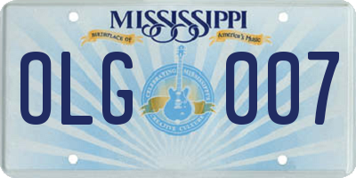 MS license plate OLG007